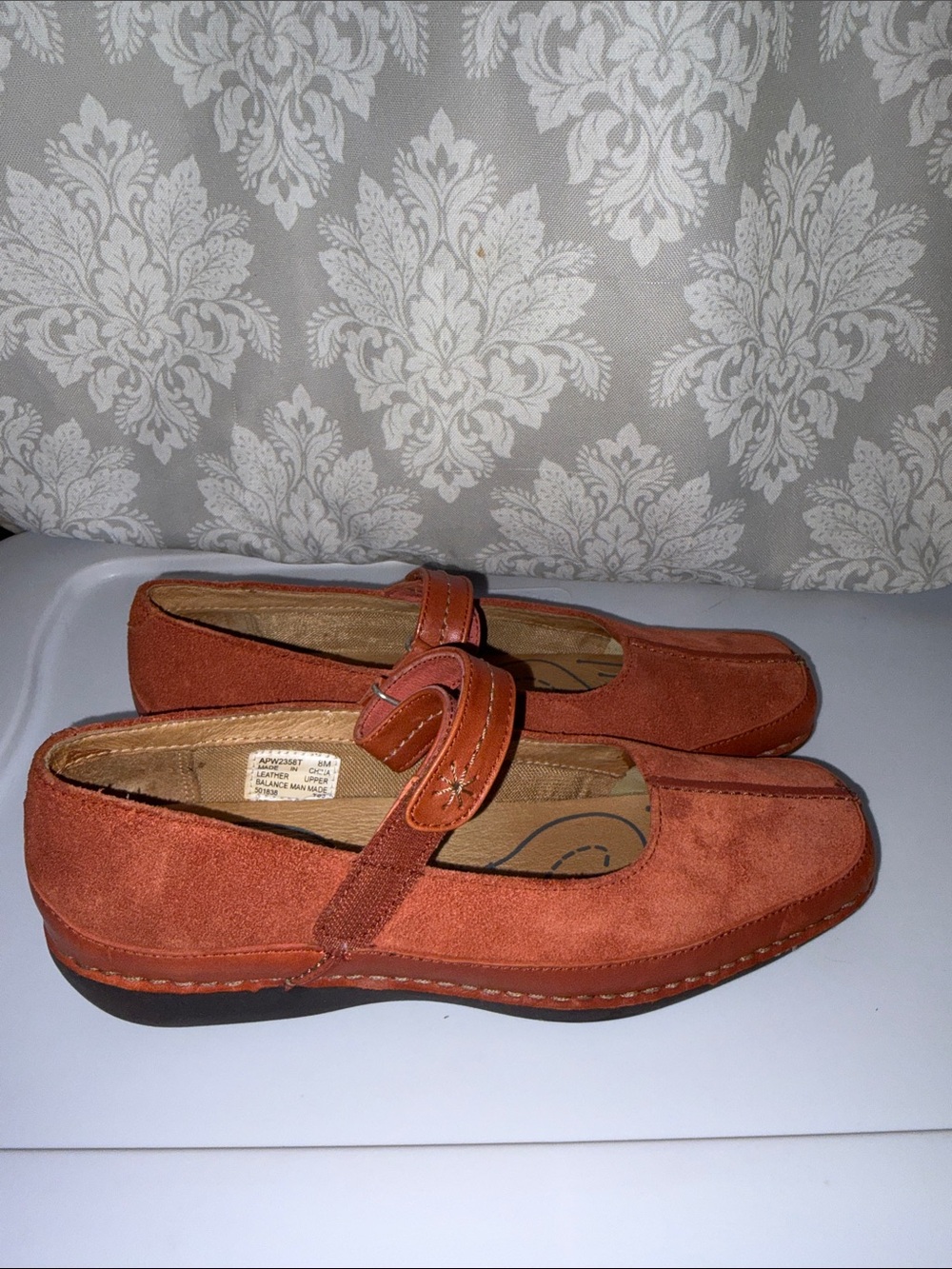Rockport Women's Suede Mary Jane Flats in Rusty Orange